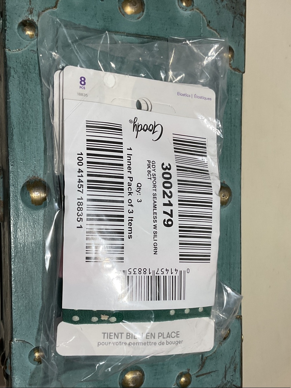 Goody Sport Non-Slip Hair Ties - Green Pink Grey Black - Picture 4 of 5